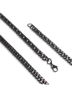 Kuşkaya Ticaret Balık Sırtı Siyah Erkek Çelik Kolye 1,6mm X 4mm - Siyah