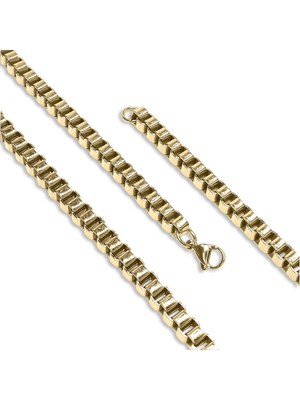 Kuşkaya Ticaret Kare Arnavut Çelik Kolye 6mm- Sarı - Sarı