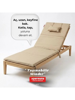 Xpermate Katlanır Kamp Matı Krem Renkli Su Itici Kumaş 1 Kişilik Klasik Stil 180x60x2 cm