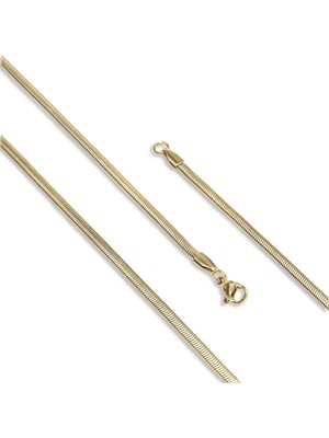 Kuşkaya Ticaret Sarı İtalyan Çelik Kolye 1,5mm X 3mm - Sarı