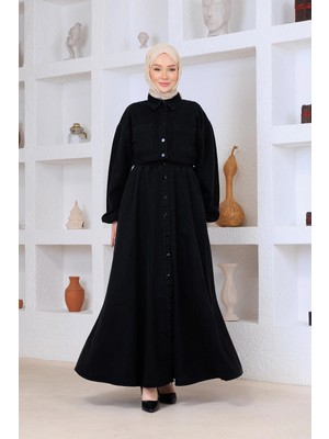 Kot Ceketli Elbise Siyah