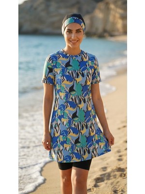 Plistre 2262_4\'LÜ Takım Yarı Kapalı Deniz/havuz Tesettür Mayosu