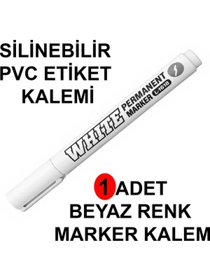 MT Siyah PVC Etiket Kalemi Beyaz Renk Yaz-Sil Etiket Kalemi 1 Adet Beyaz Marker Silinebilir Etiket Yazı Kalemi