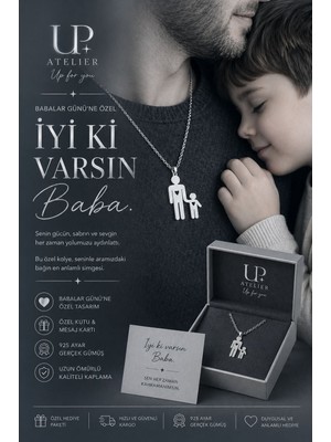 Up Atelier 925 Ayar Gümüş Özel Tasarım Baba Oğul Kolye