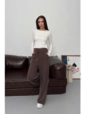 Esma Gündoğdu Palazzo Model Pantolon Kahverengi