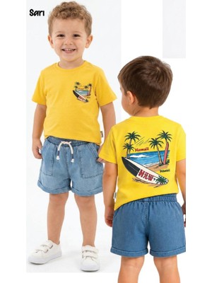 Trendebee Kids 2li Takım Penye Kotlu Hawaii Baskılı