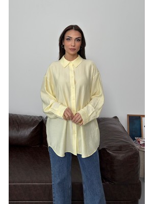 Esma Gündoğdu Asel Oversize Gömlek Sarı