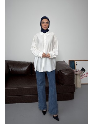 Esma Gündoğdu Asel Oversize Gömlek Beyaz