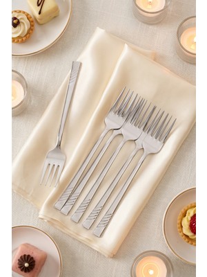 Acar Karat Steel 6 Parça Tatlı Çatalı Takımı - 16 cm