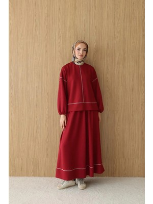 Esma Gündoğdu Hazel Etekli Modal Takım Bordo