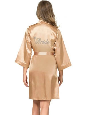 Nemere  Gold Kısa Saten Bride Sabahlık