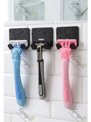 3'lü Permatik Tutucu - Yapışkanlı Banyo Düzenleyici - Jilet Tutucu Aparat - Çok Amaçlı Banyo Askısı