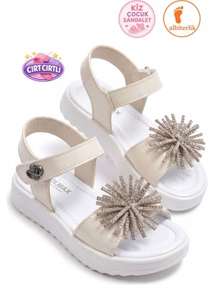 Albishoes Kız Çocuk Cırt Cırtlı Yazlık Günlük Düğün Kız Çocuk Sandalet Rahat Yumuşak Taban Ayakkabı