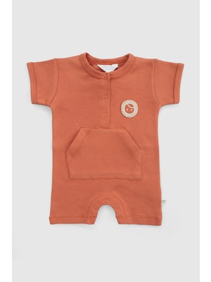Little Gusto Organik Pamuk Bebek Şort Tulum Turuncu
