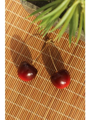 Gold Renk Kiraz Model Kadın Küpe