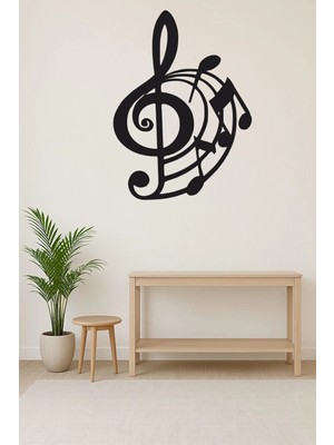 Mikasso Müzik Notaları Sol Anahtarı Müzik Okulu Duvar Dekor Ahşap Mdf Dekorasyon Ahşap Siyah