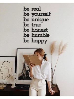 Mikasso Be Real Be Yourself Ahşap Duvar Yazısı Ahşap Siyah