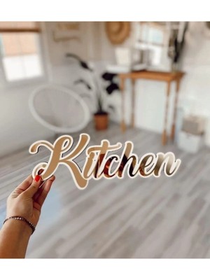 Mikasso "kitchen" Beyaz Üzeri Gold Pleksi Duvar Yazısı Ahşap Beyaz