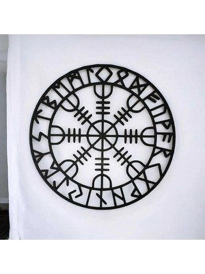Mikasso Yol Gösteren Viking Mühürü: Vegvisir - Mistik Duvar Süsü Plastik Siyah