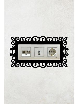 Mikasso Şık Desen Tasarım 3lü Priz Çerçevesi (Iç Ölçü 22,75X8,4 Cm) Üçlü Dekoratif Çerçeve - Duvar Süsü Ahşa