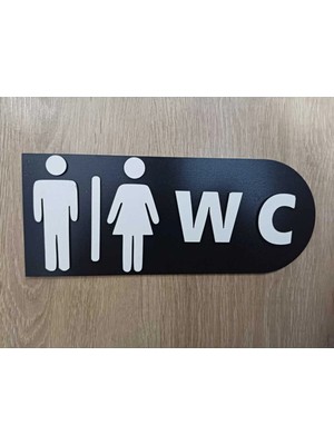 Mikasso Bay Wc Iç Mekanyönlendirme Tabelası Ahşap Siyah