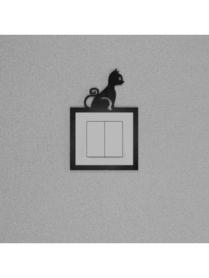 Mikasso Kedi Priz Süsü Siyah 3mm Mdf 1-Adet Ahşap Siyah