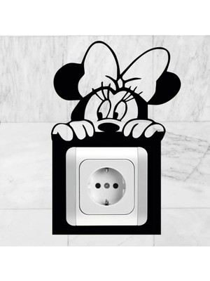 Mikasso Mickey Mouse Priz / Anahtar Çerçeve Süsü- Dekoru ( Viko Marka- Iç Ölçüsü 8,2*8,5 cm Dir ) Ahşap Siya