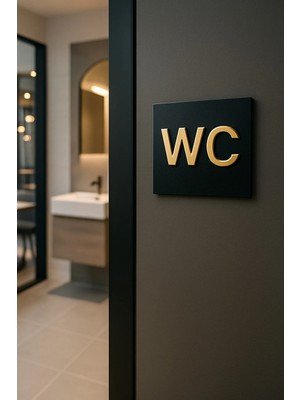 Mikasso Wc Yönlendirme Tabelası 8,5x8,5 cm Mdf Üzeri Aynalı Pleksi Ahşap Çok Renkli