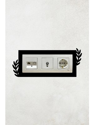 Mikasso Yaprak Desen Tasarım 3lü Priz Çerçevesi (Iç Ölçü 22,75X8,4 Cm) Üçlü Dekoratif Çerçeve - Duvar Süsü A