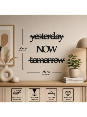 Mikasso Now Tomorrow Duvar Yazısı – Modern Tipografik Mdf Lazer Kesim Duvar Dekorasyonu – Minimalist Ev ve O