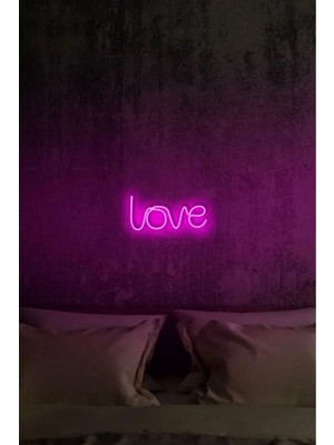 Mikasso Neon LED Tabela - Love Akrilik Pembe