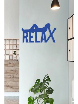 Mikasso Relax Sakin Mavi Ahşap Tablo Mdf Lazer Kesim 3mm Duvar Dekorasyon Süsü (Kendinden Yapışkanlı) Ahşap