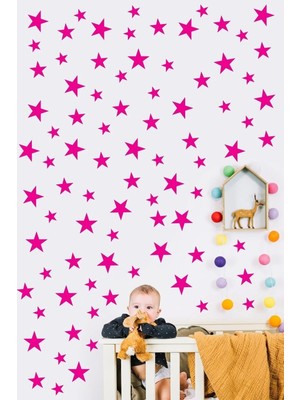 Mikasso 300 Adet Pembe Yıldız Sticker Plastik Pembe