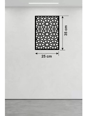 Mikasso Geometrik Yıldız Geçme Ahşap Duvar Tablosu - 25X35 cm Lazer Kesim Selçuklu Motifi Çok Renkli Belirti