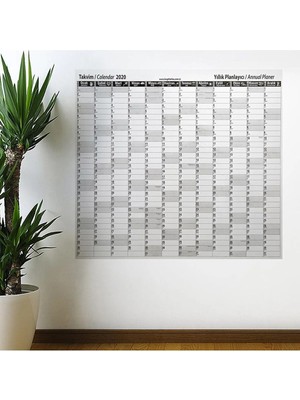 Mikasso 2020 Yıllık Planlayıcı Manyetik Duvar Stickerı Takvim 110X100 cm Ahşap Çok Renkli