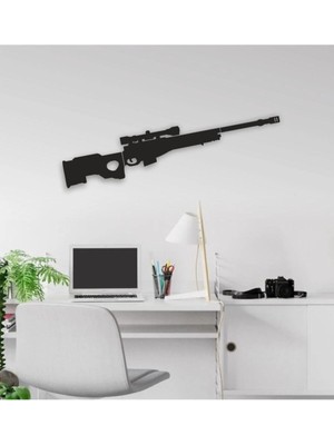 Mikasso 2d Awp - Awm Ahşap Duvar Dekor Tablosu Duvar Süsü (50X10) Ahşap Siyah