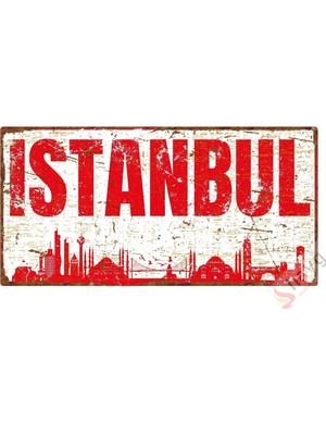 Mikasso Istanbul Vintage Pas Görünümlü Metal Levha - Dekoratif Alüminyum Tabela Metal Beyaz