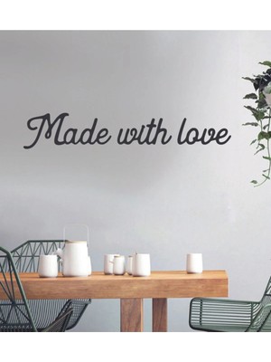 Mikasso 1096 Lazer Kesim Ahşap Duvar Dekoru Made Wıth Love Ahşap Siyah