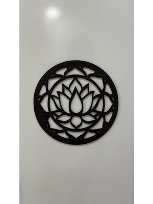 Mikasso Lotus Çiçekli Duvar Süsü Ahşap Siyah