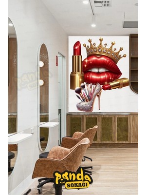 Mikasso Güzellik Salonu Dudak ,ayakkabı ve Ruj Duvar Sticker Kendinden Yapışkanlı Çok Renkli Belirtilmemiş