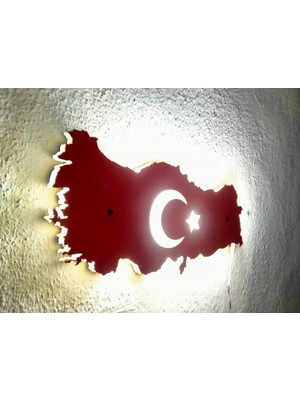 Mikasso Işıklı Türkiye Haritası Mdf Ahşap Kırmızı