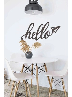 Mikasso Hello Siyah Ahşap Lazer Duvar Dekoru Tablo Mdf Ahşap Siyah