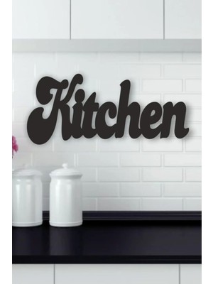 Mikasso Siyah Ahşap Kitchen Dekoratif Duvar Yazısı Dekoru - Mutfak Cafe Için Lazer Kesim 40X20CM Mdf Tablo A