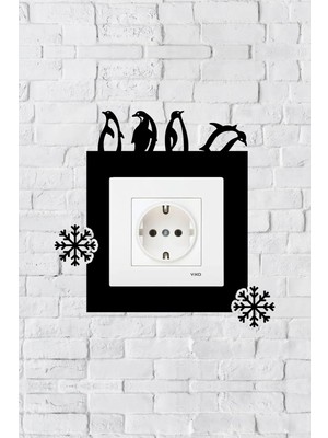 Mikasso Penguen Tasarım Priz Çerçevesi (Iç Ölçü 8,4x8,4 Cm) Dekoratif Priz - Anahtar Çerçevesi - Duvar Susu