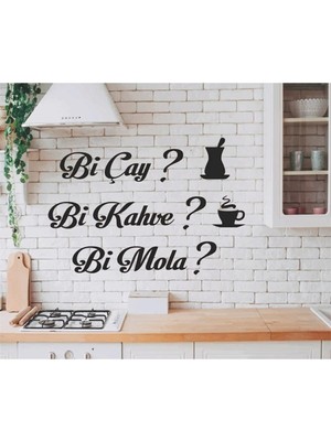 Mikasso Bi Kahve+Bi Çay +Bi Mola Bi Kahve+Bi Çay +Bi Mola+Bardak+Çay Ahşap Siyah