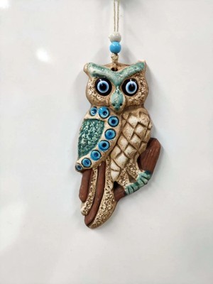Mikasso Seramik Mini Baykuş Dekoratif Duvar Süsü 9X18 cm Seramik Beyaz