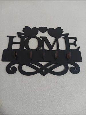 Mikasso Home Dekoratif Anahtarlık Askılık Duvar Dekorasyonu Ahşap Siyah