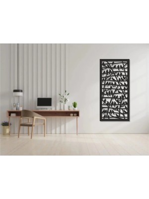 Mikasso Kuş Cıvılştısı Tablo 80X40 cm Siyah Mdf Siyah