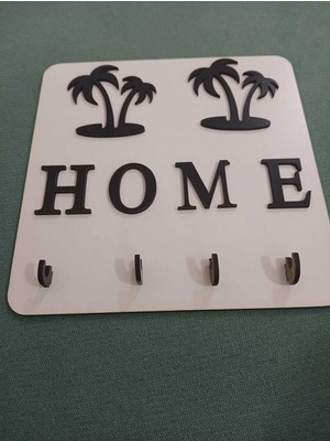Mikasso Palmiye Home Anahtar Askılığı Duvar Dekorasyonu Ahşap Beyaz