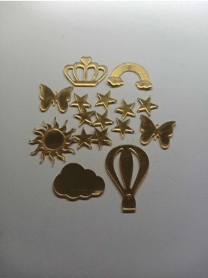 Mikasso 4 cm Prenses Balon Günes Set Gold Aynalı Pleksi Dekoratif Obje Akrilik Altın